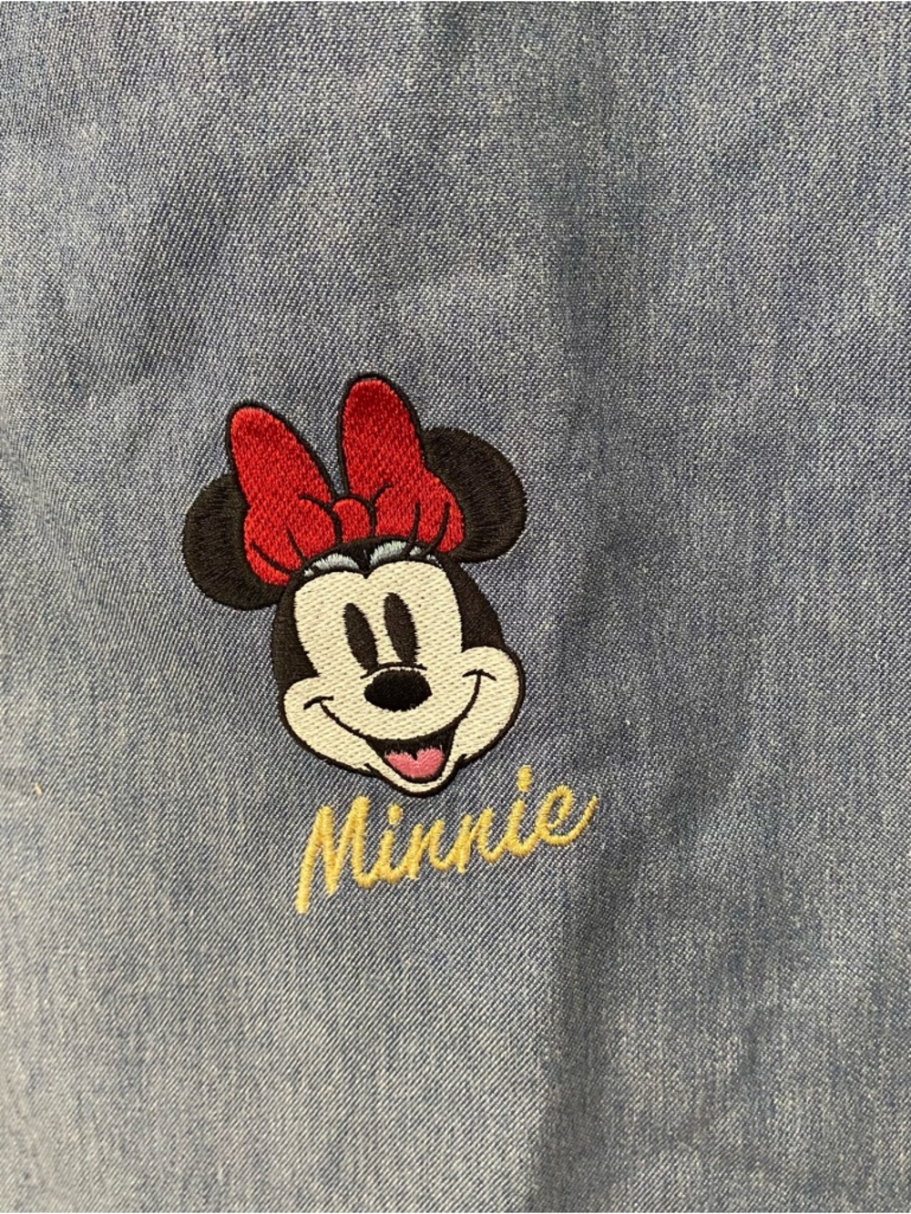 Disney Junior Minnie Mouse Dress Girls 6X Denim Chambray Appliqué Daisy Duck NEW - Picture 3 of 5